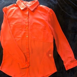 Mesh Button-Up Blouse